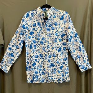 Lauren Ralph Lauren Women’s Long Sleeve Floral Button Down, Size S, 100% Cotton